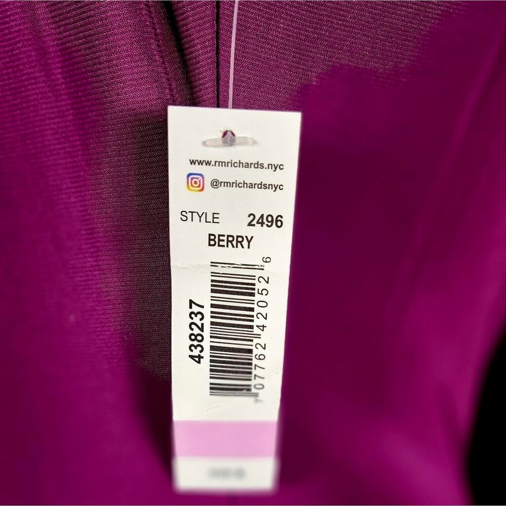 R&M Richards Chiffon Dress • Style 2496 • Size 6 • Berry Rhinestone Neck Capelet - Picture 6 of 12